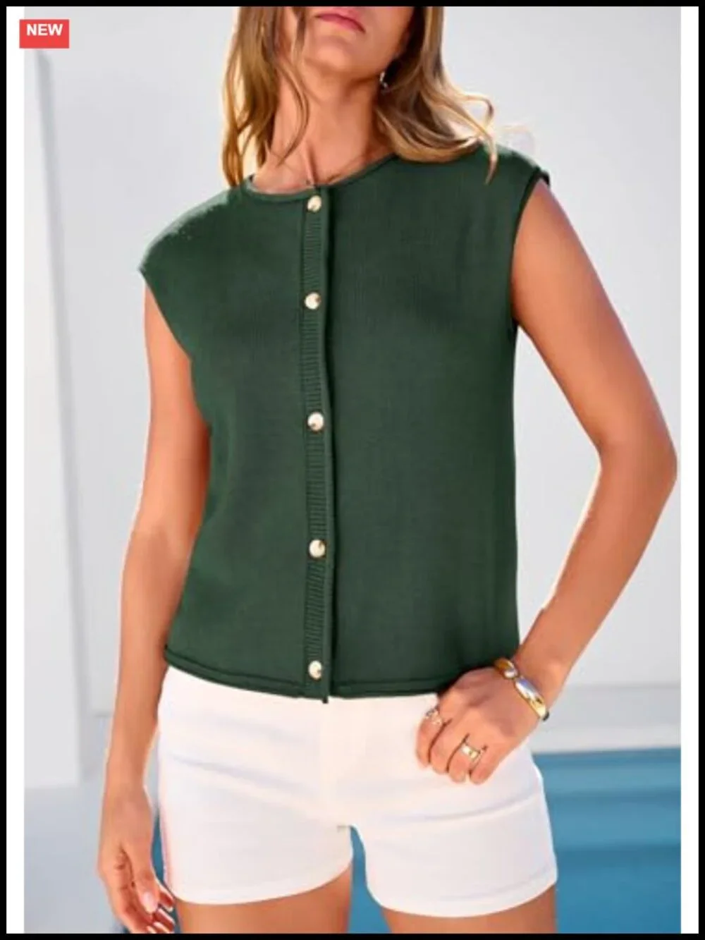 PRETTYGARDEN Women's Knit Sweater Vest Cap Sleeve Button Down Lightweight